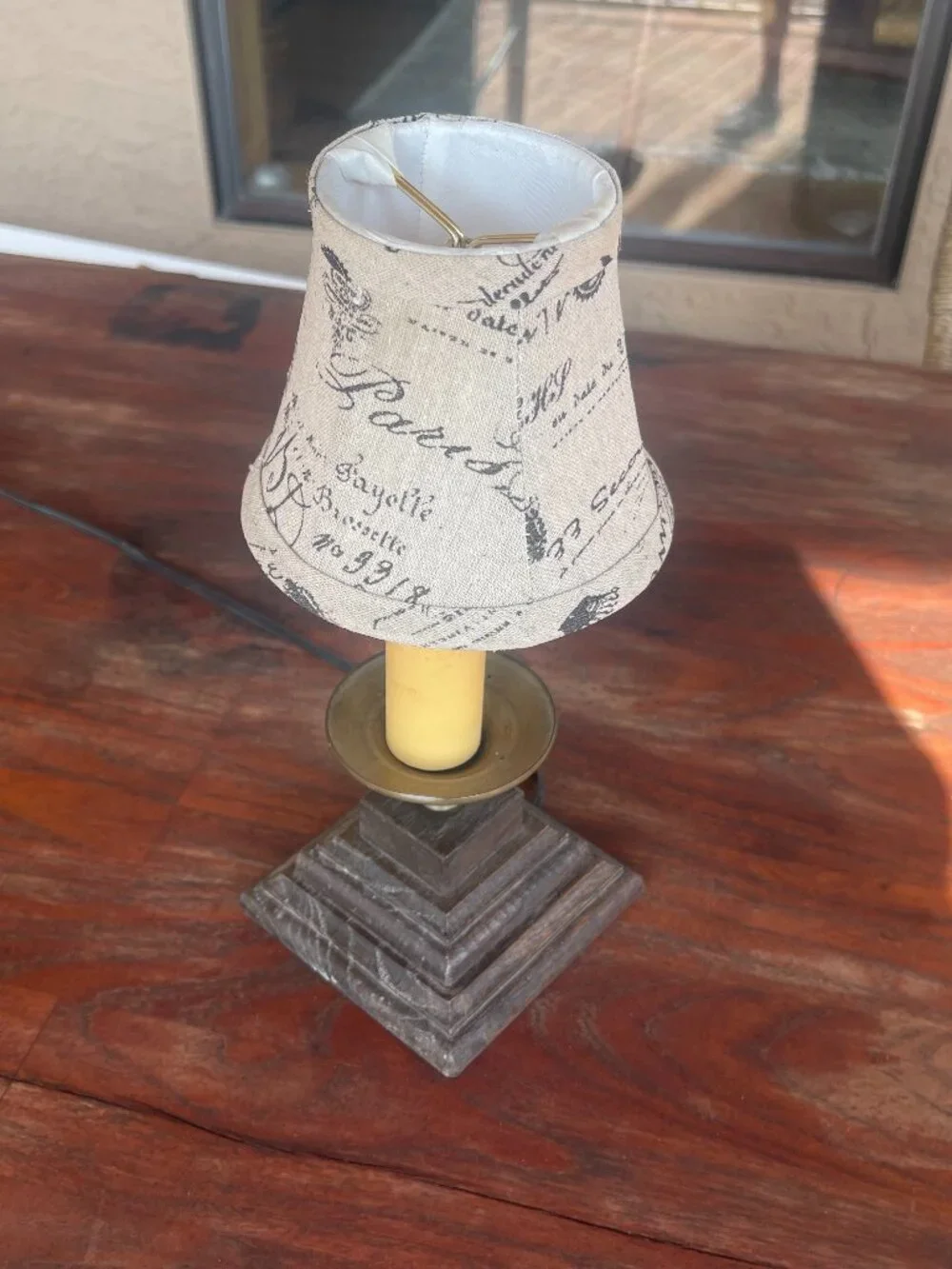 Vintage French Style 1940s Wood Base Candlestick Night Lamp